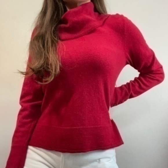 Talbots Sweaters - Talbots Red Soft Merino Cowl Neck Sweater Sz XS